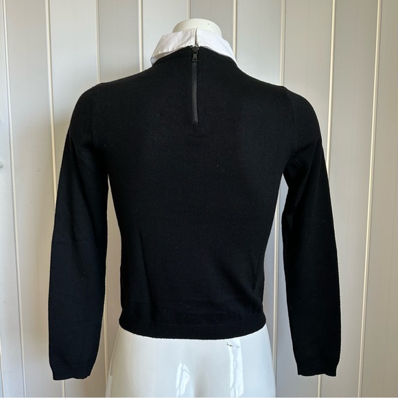 Alice + Olivia Black Embroidered Ribbon Bow Collared Sweater - Picture 9 of 9